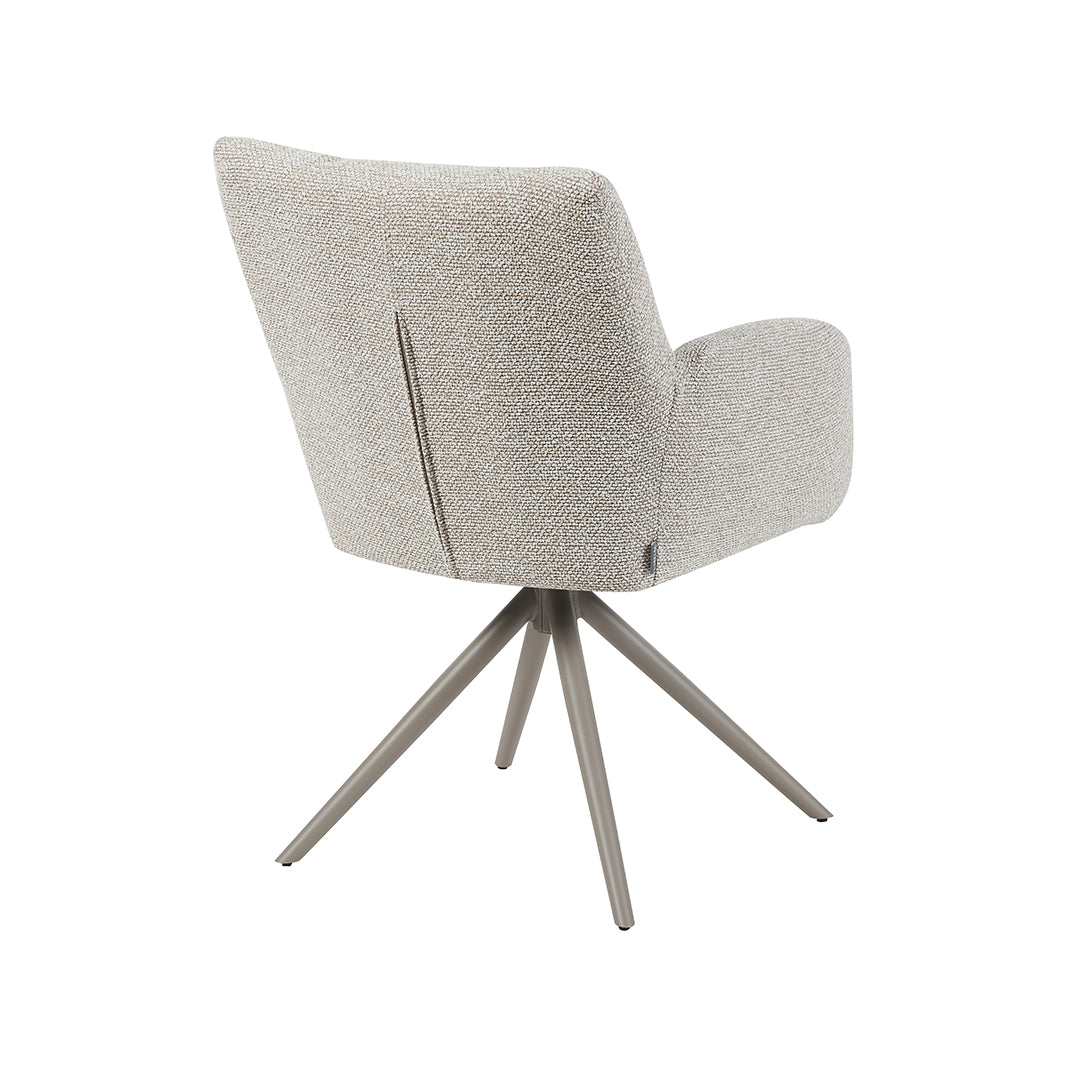 LABEL51 Eetkamerstoelen Padua - Naturel - Boucle - Taupe Metalen Frame