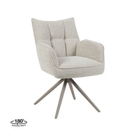 LABEL51 Eetkamerstoelen Amalfi - Naturel - Boucle - Taupe Metalen Frame