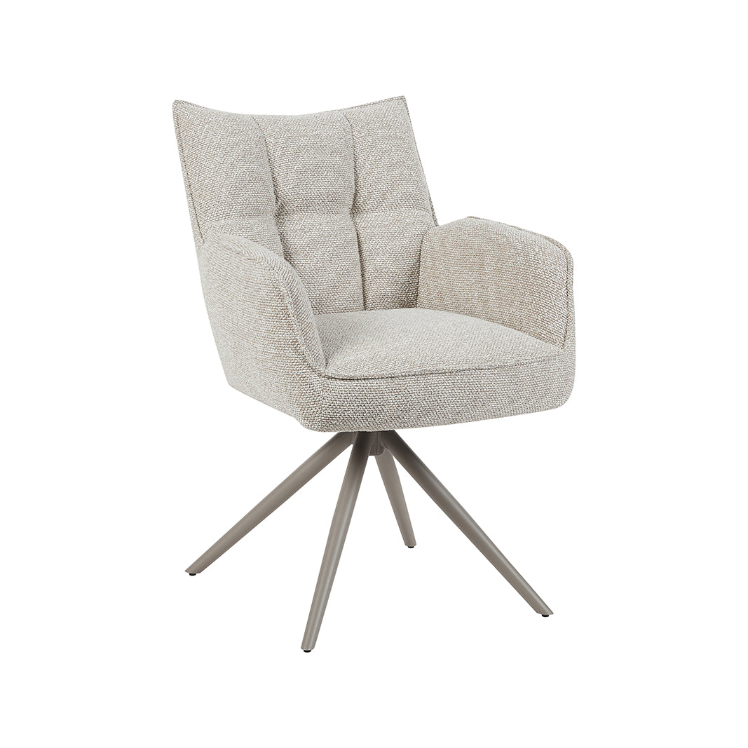 LABEL51 Eetkamerstoelen Amalfi - Naturel - Boucle - Taupe Metalen Frame
