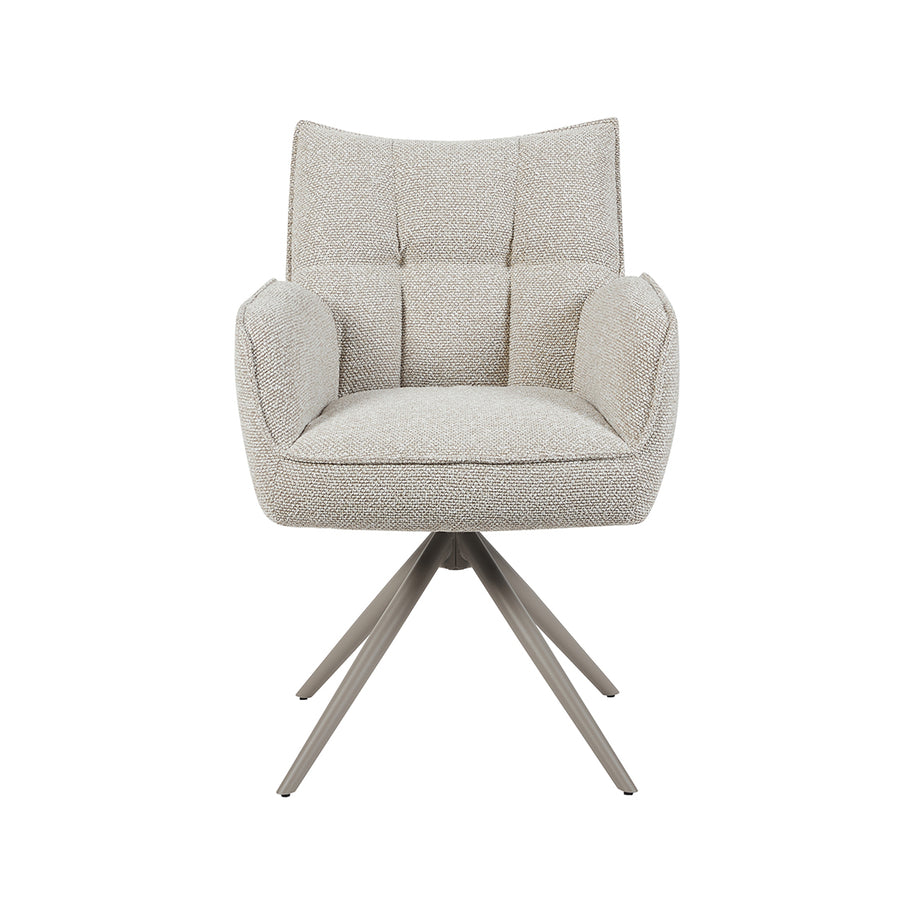 LABEL51 Eetkamerstoelen Amalfi - Naturel - Boucle - Taupe Metalen Frame