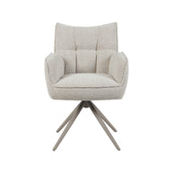 LABEL51 Eetkamerstoelen Amalfi - Naturel - Boucle - Taupe Metalen Frame