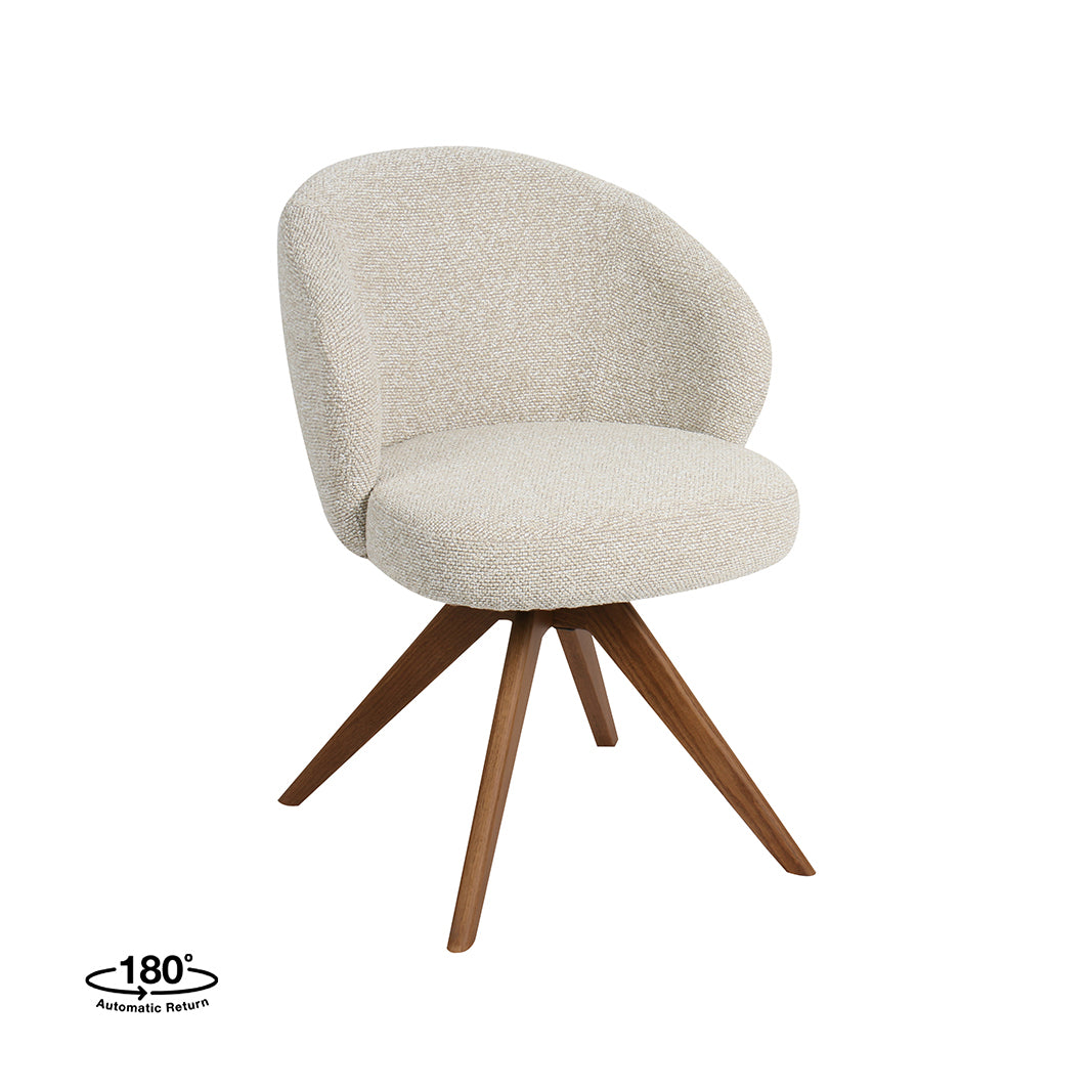 LABEL51 Eetkamerstoelen Sabi - Naturel - Boucle - Walnoot Houten Frame