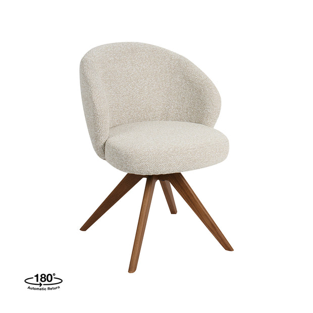 LABEL51 Eetkamerstoelen Sabi - Naturel - Boucle - Walnoot Houten Frame