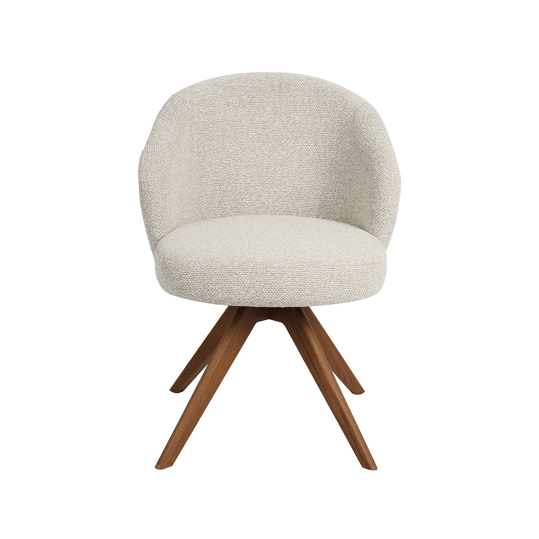LABEL51 Eetkamerstoelen Sabi - Naturel - Boucle - Walnoot Houten Frame