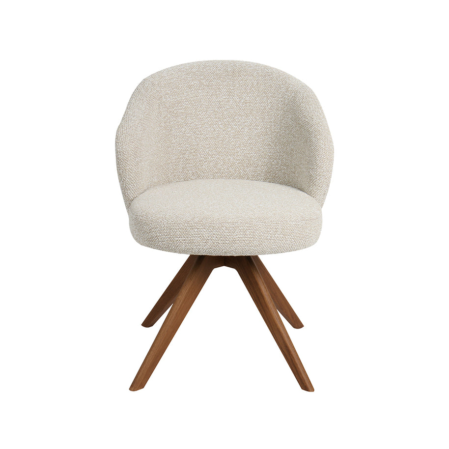 LABEL51 Eetkamerstoelen Sabi - Naturel - Boucle - Walnoot Houten Frame