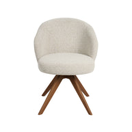LABEL51 Eetkamerstoelen Sabi - Naturel - Boucle - Walnoot Houten Frame