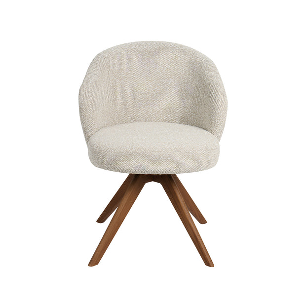LABEL51 Eetkamerstoelen Sabi - Naturel - Boucle - Walnoot Houten Frame