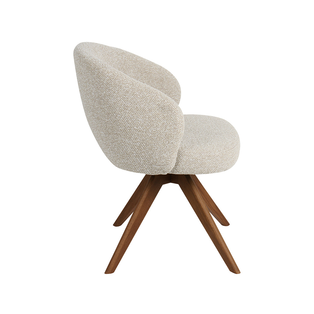 LABEL51 Eetkamerstoelen Sabi - Naturel - Boucle - Walnoot Houten Frame