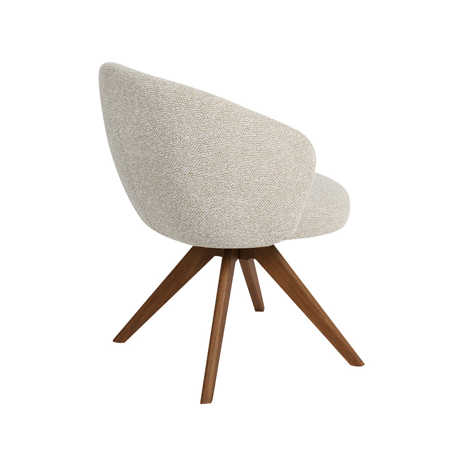 LABEL51 Eetkamerstoelen Sabi - Naturel - Boucle - Walnoot Houten Frame