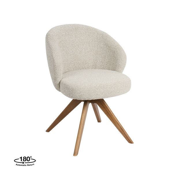 LABEL51 Eetkamerstoelen Sabi - Naturel - Boucle - Naturel Houten Frame