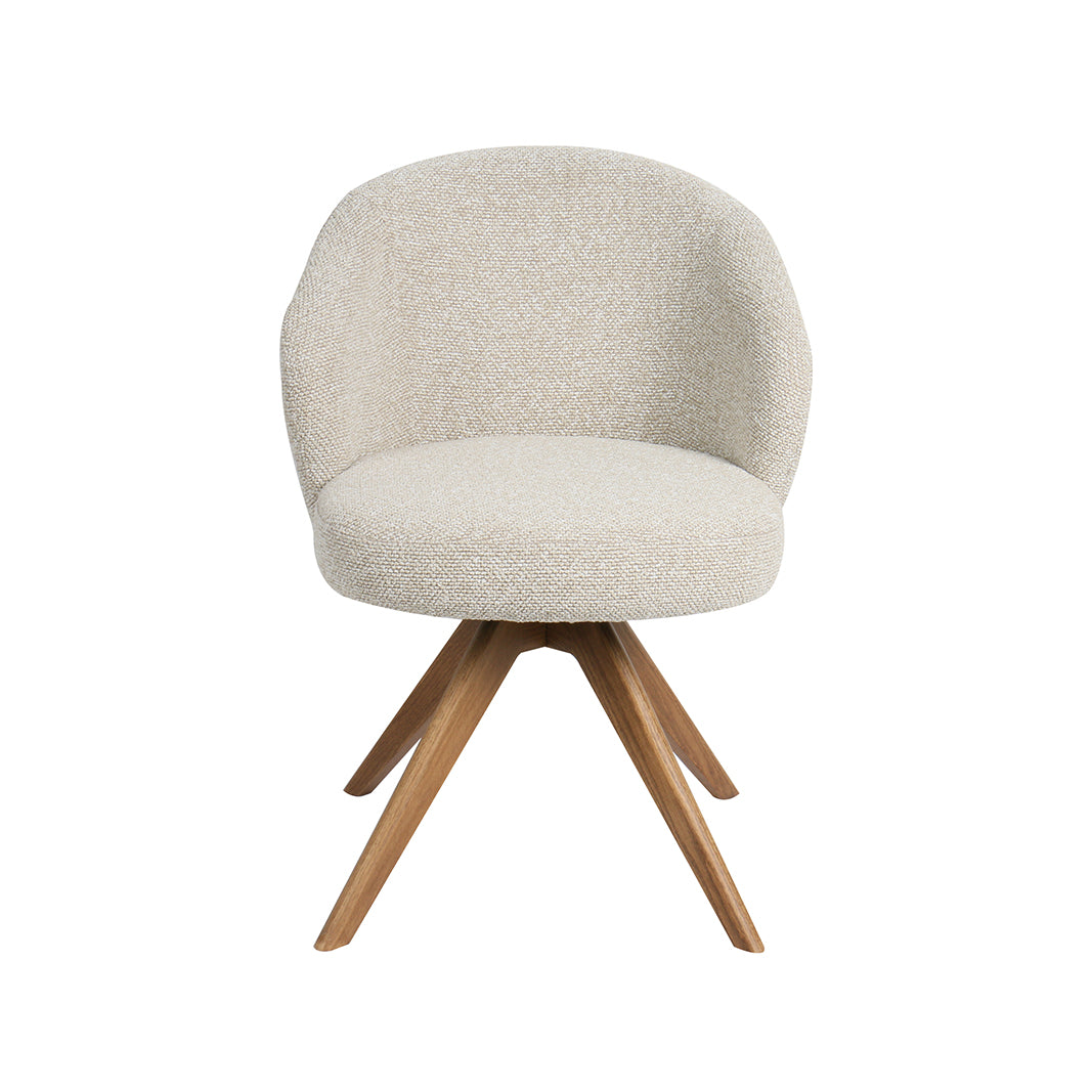 LABEL51 Eetkamerstoelen Sabi - Naturel - Boucle - Naturel Houten Frame