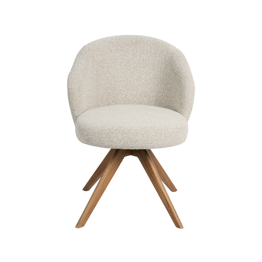 LABEL51 Eetkamerstoelen Sabi - Naturel - Boucle - Naturel Houten Frame