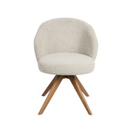 LABEL51 Eetkamerstoelen Sabi - Naturel - Boucle - Naturel Houten Frame