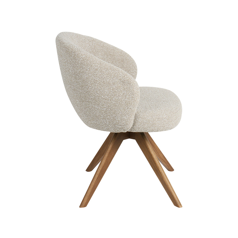 LABEL51 Eetkamerstoelen Sabi - Naturel - Boucle - Naturel Houten Frame