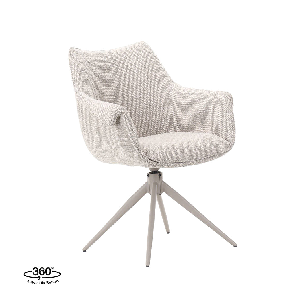 LABEL51 Eetkamerstoelen Narumi - Naturel - Boucle - Taupe Metalen Frame
