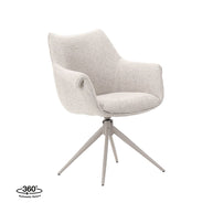 LABEL51 Eetkamerstoelen Narumi - Naturel - Boucle - Taupe Metalen Frame
