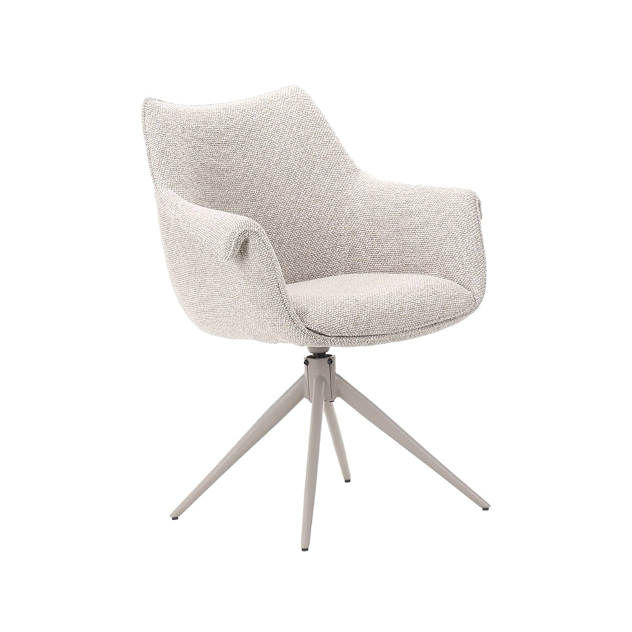 LABEL51 Eetkamerstoelen Narumi - Naturel - Boucle - Taupe Metalen Frame