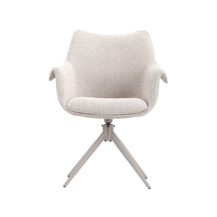 LABEL51 Eetkamerstoelen Narumi - Naturel - Boucle - Taupe Metalen Frame