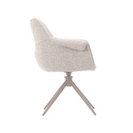 LABEL51 Eetkamerstoelen Narumi - Naturel - Boucle - Taupe Metalen Frame