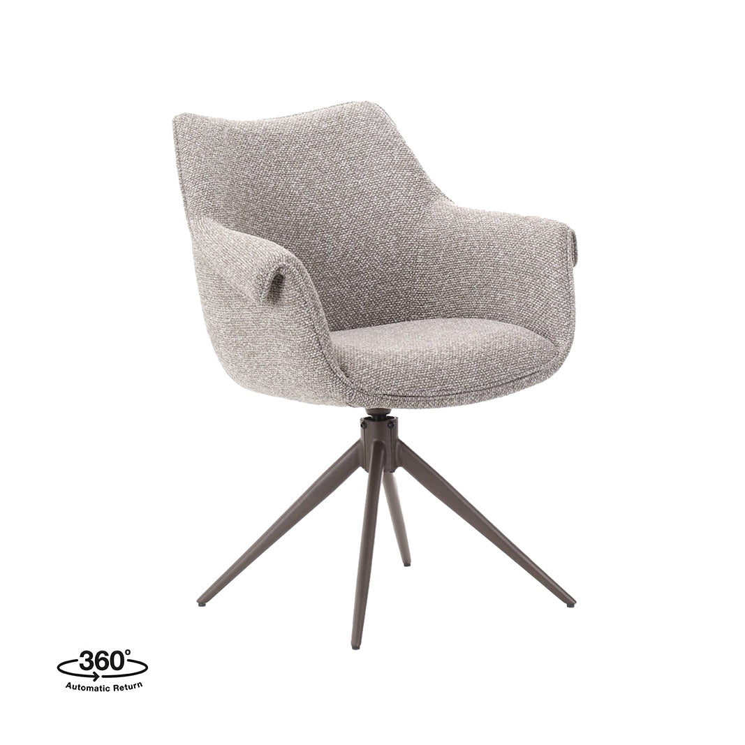LABEL51 Eetkamerstoelen Narumi - Mushroom - Boucle - Brons Metalen Frame