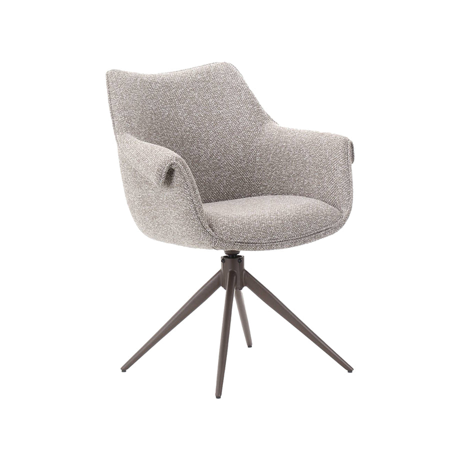 LABEL51 Eetkamerstoelen Narumi - Mushroom - Boucle - Brons Metalen Frame