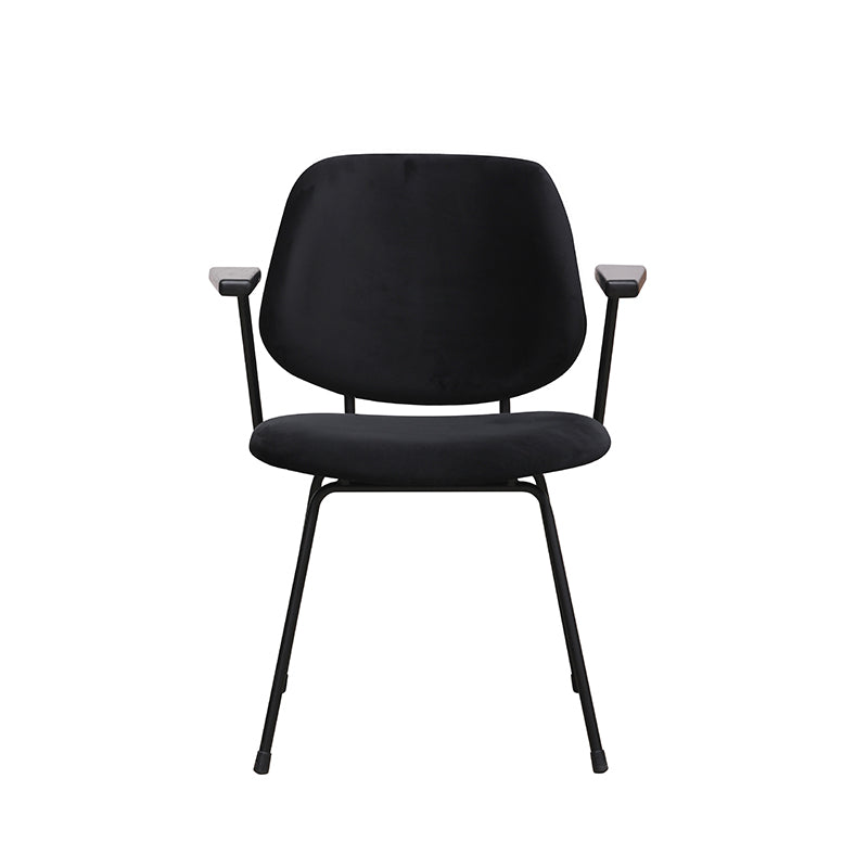 LABEL51 Eetkamerstoelen Gastron - Zwart - Velvet - Zwart Metalen Frame