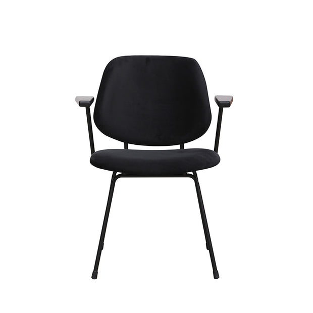 LABEL51 Eetkamerstoelen Gastron - Zwart - Velvet - Zwart Metalen Frame