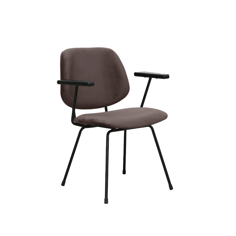 LABEL51 Eetkamerstoelen Gastron - Taupe - Velvet - Zwart Metalen Frame