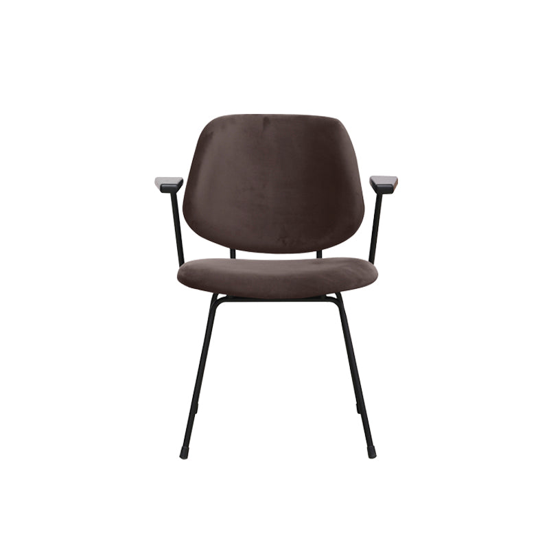 LABEL51 Eetkamerstoelen Gastron - Taupe - Velvet - Zwart Metalen Frame