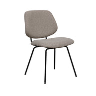 LABEL51 Eetkamerstoelen Ravenna - Naturel - Boucle - Zwart Metalen Frame