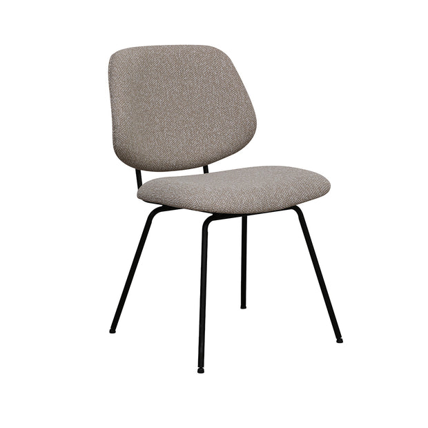LABEL51 Eetkamerstoelen Ravenna - Naturel - Boucle - Zwart Metalen Frame