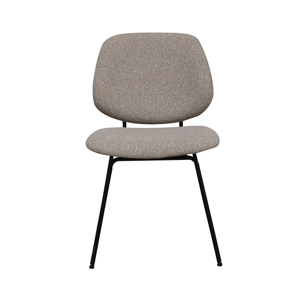 LABEL51 Eetkamerstoelen Ravenna - Naturel - Boucle - Zwart Metalen Frame