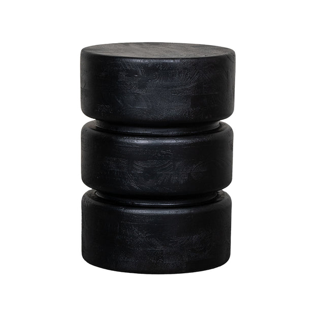 LABEL51 Bijzettafels Milly - Zwart - Mangohout - 35 cm - Rond