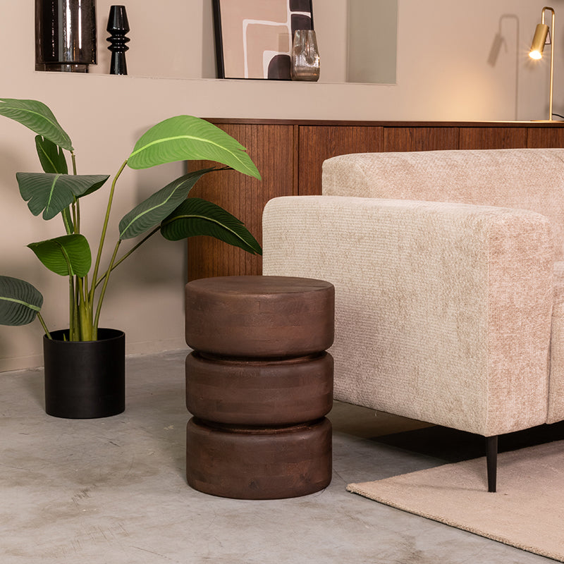 LABEL51 Bijzettafels Milly - Espresso - Mangohout - 35 cm - Rond