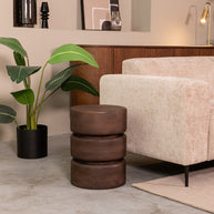 LABEL51 Bijzettafels Milly - Espresso - Mangohout - 35 cm - Rond