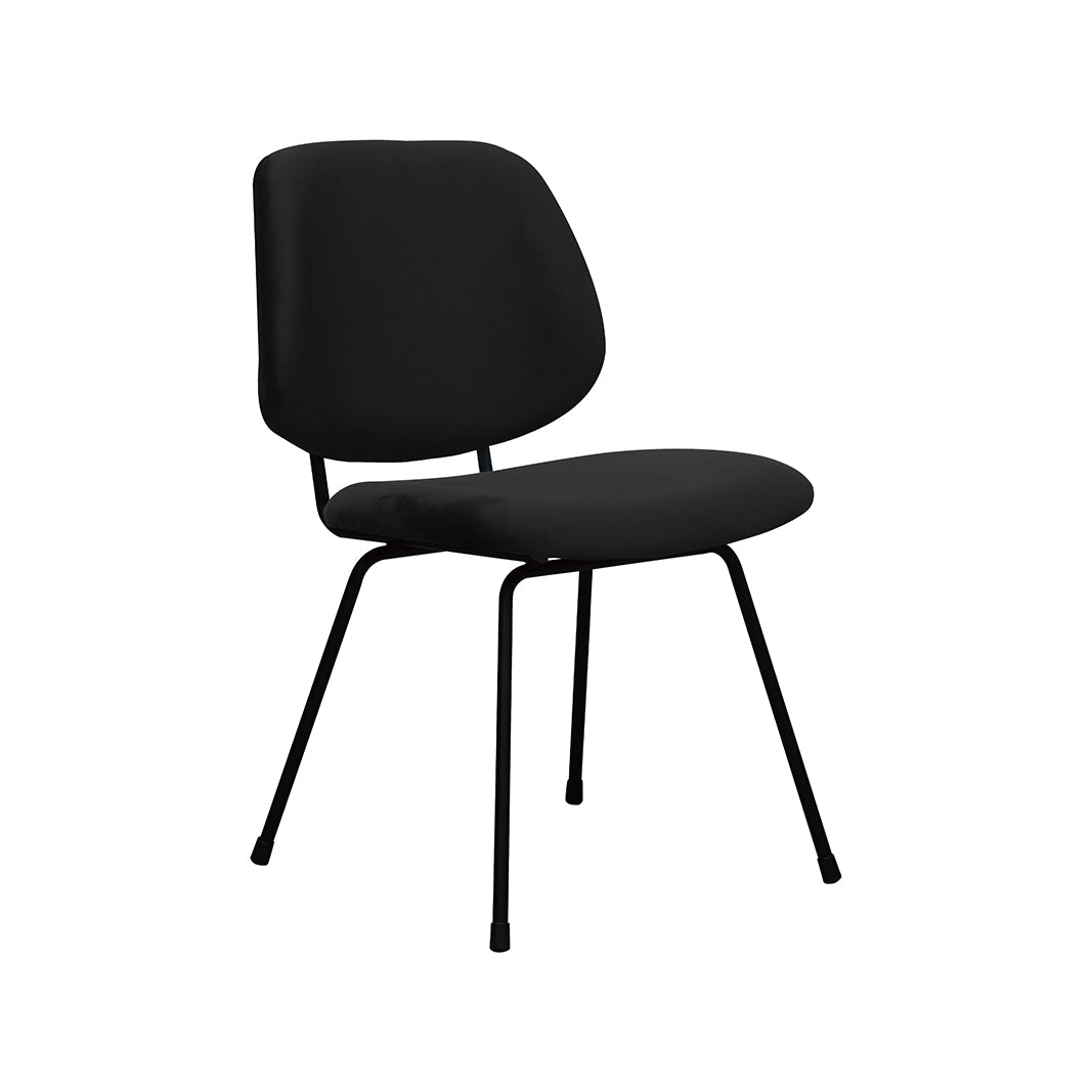 LABEL51 Eetkamerstoelen Bello - Zwart - Velvet - Zwart Metalen Frame