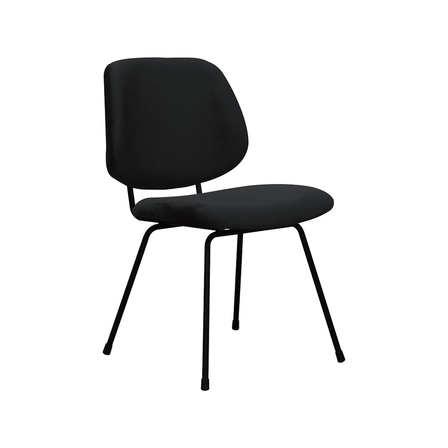 LABEL51 Eetkamerstoelen Bello - Zwart - Velvet - Zwart Metalen Frame