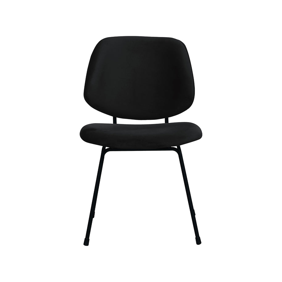 LABEL51 Eetkamerstoelen Bello - Zwart - Velvet - Zwart Metalen Frame