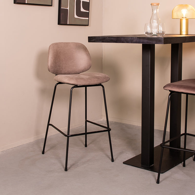 LABEL51 Barkrukken Bello - Taupe - Micro Suede - Hoog