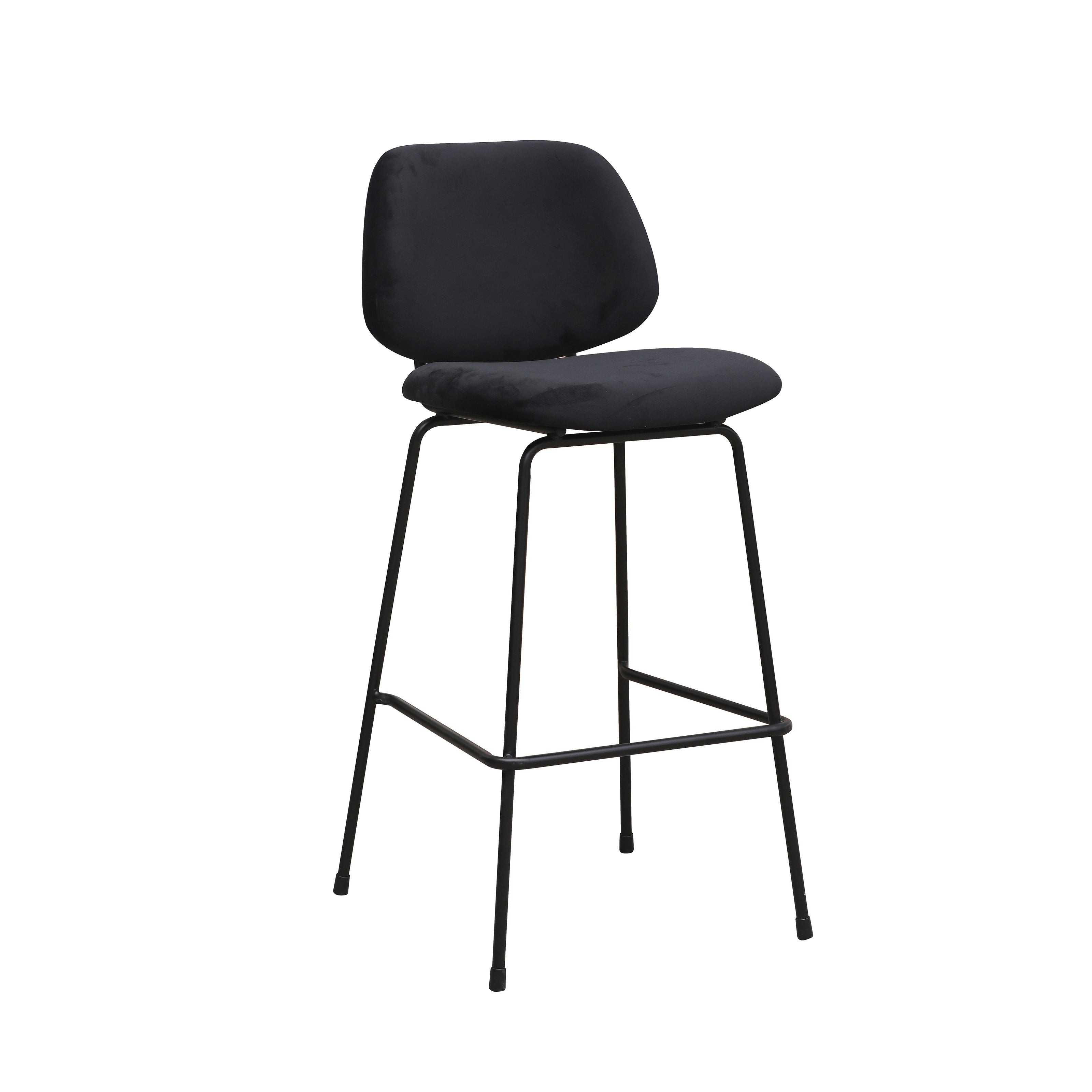 LABEL51 Barkrukken Bello - Zwart - Fluweel - Hoog