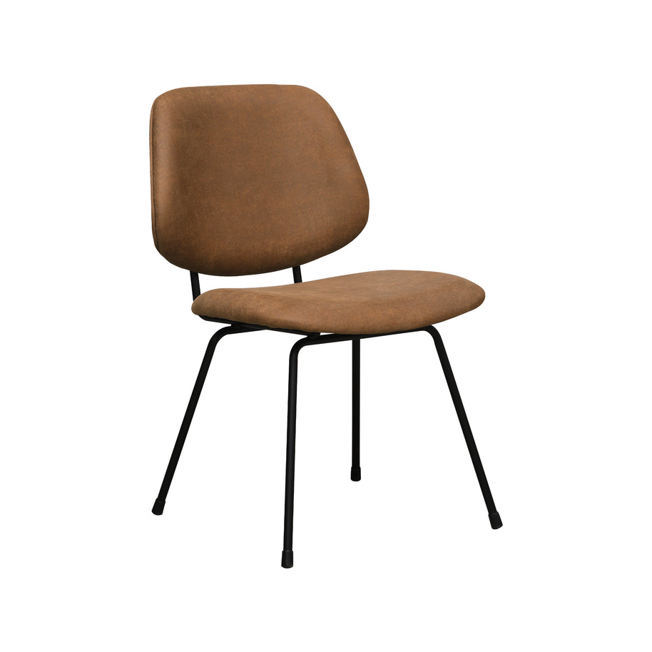 LABEL51 Eetkamerstoelen Bello - Cognac - Kunstleder - Zwart Metalen Frame