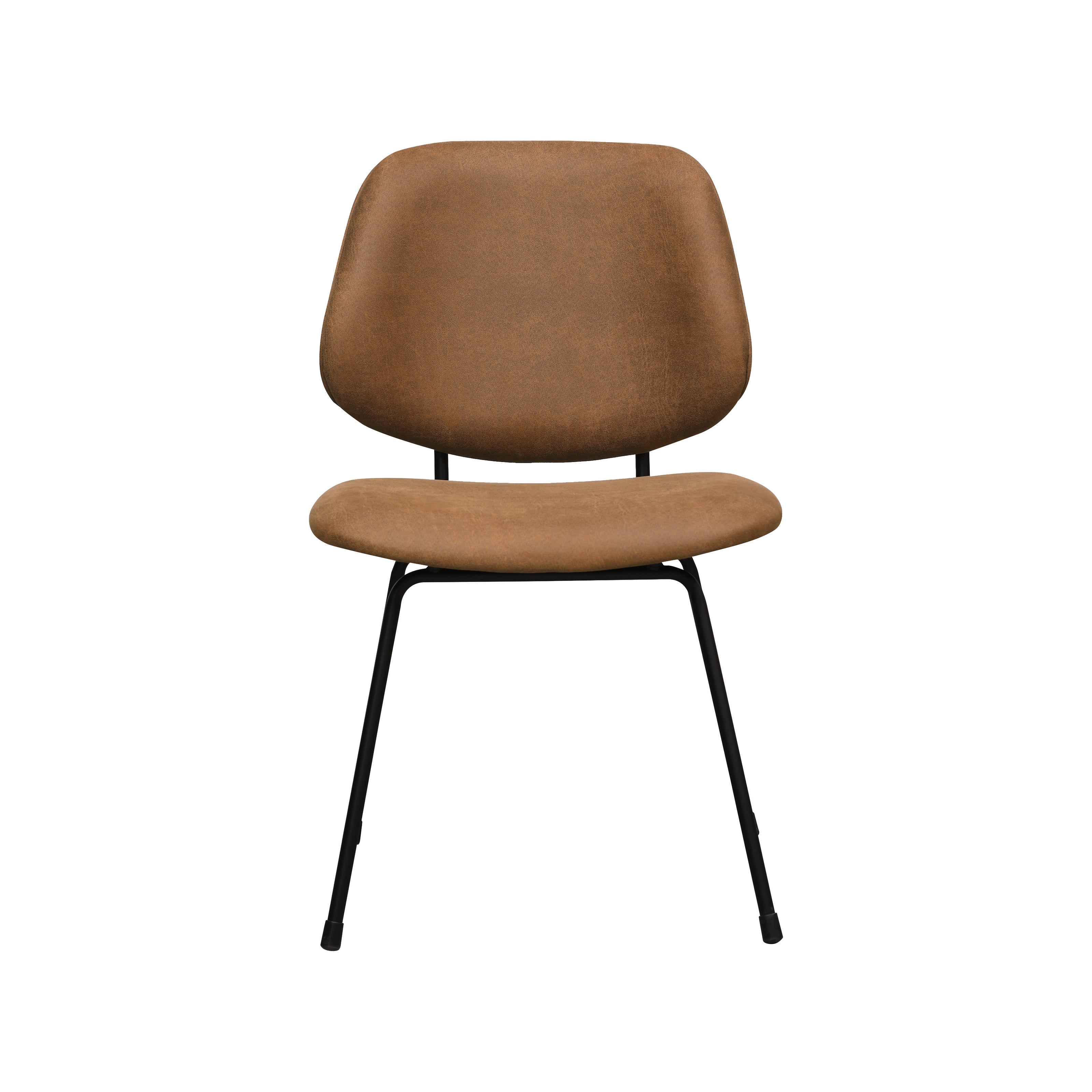 LABEL51 Eetkamerstoelen Bello - Cognac - Kunstleder - Zwart Metalen Frame