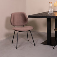 LABEL51 Eetkamerstoelen Bello - Taupe - Velvet - Zwart Metalen Frame