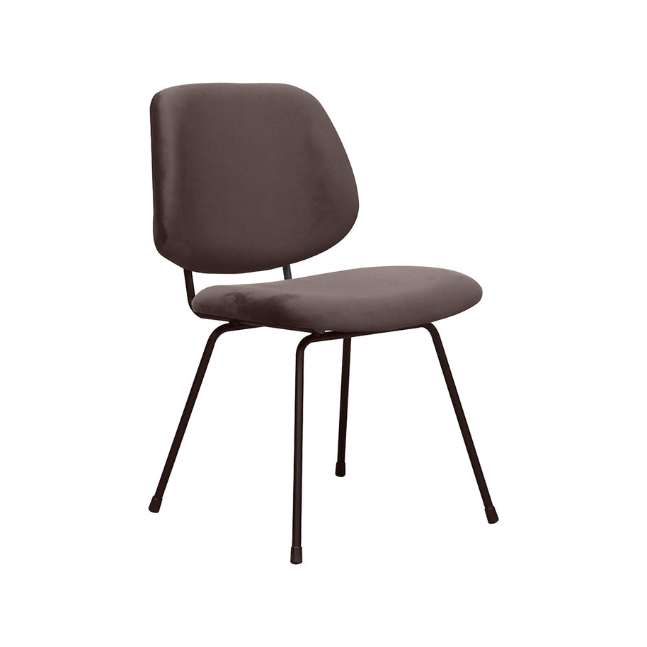 LABEL51 Eetkamerstoelen Bello - Taupe - Velvet - Zwart Metalen Frame