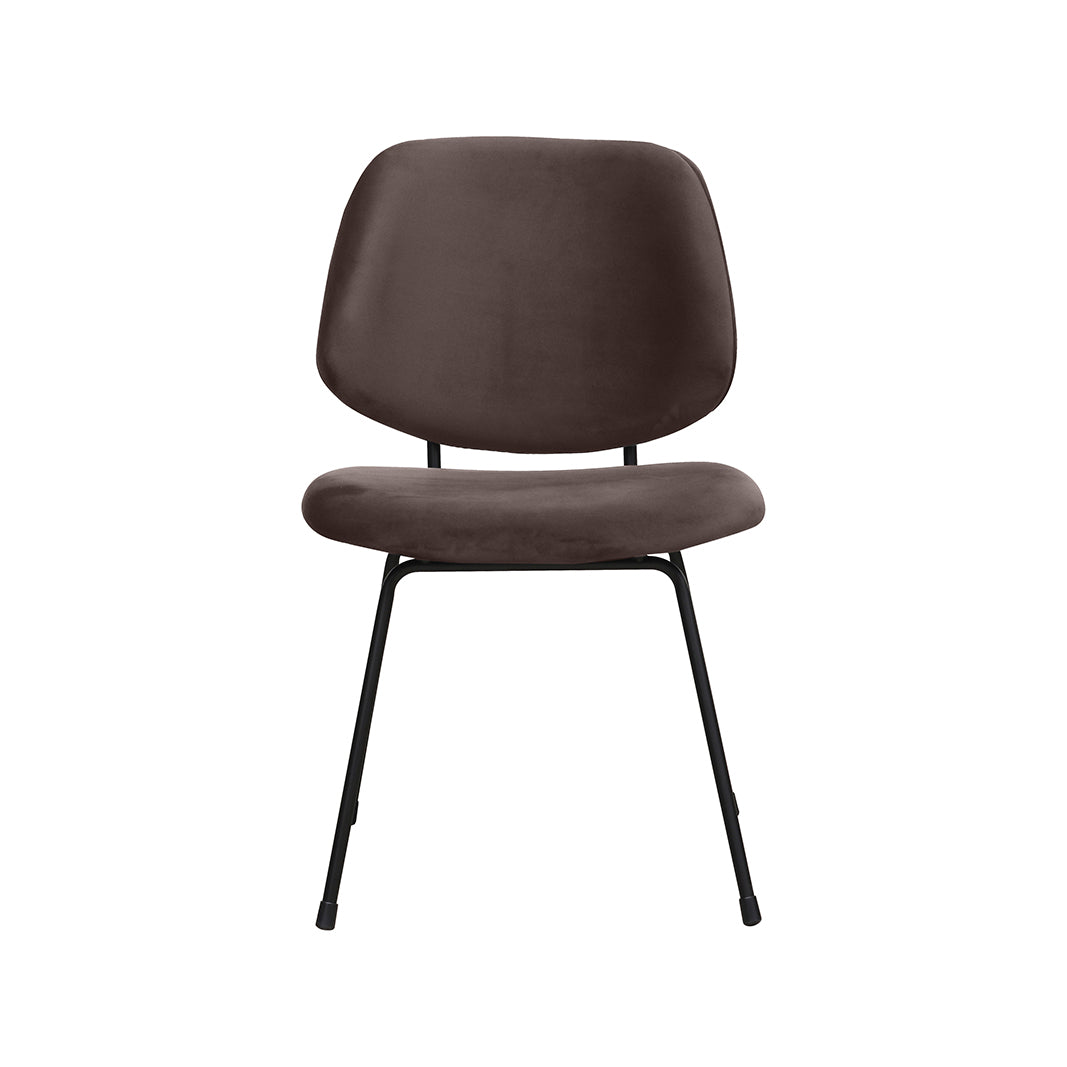 LABEL51 Eetkamerstoelen Bello - Taupe - Velvet - Zwart Metalen Frame