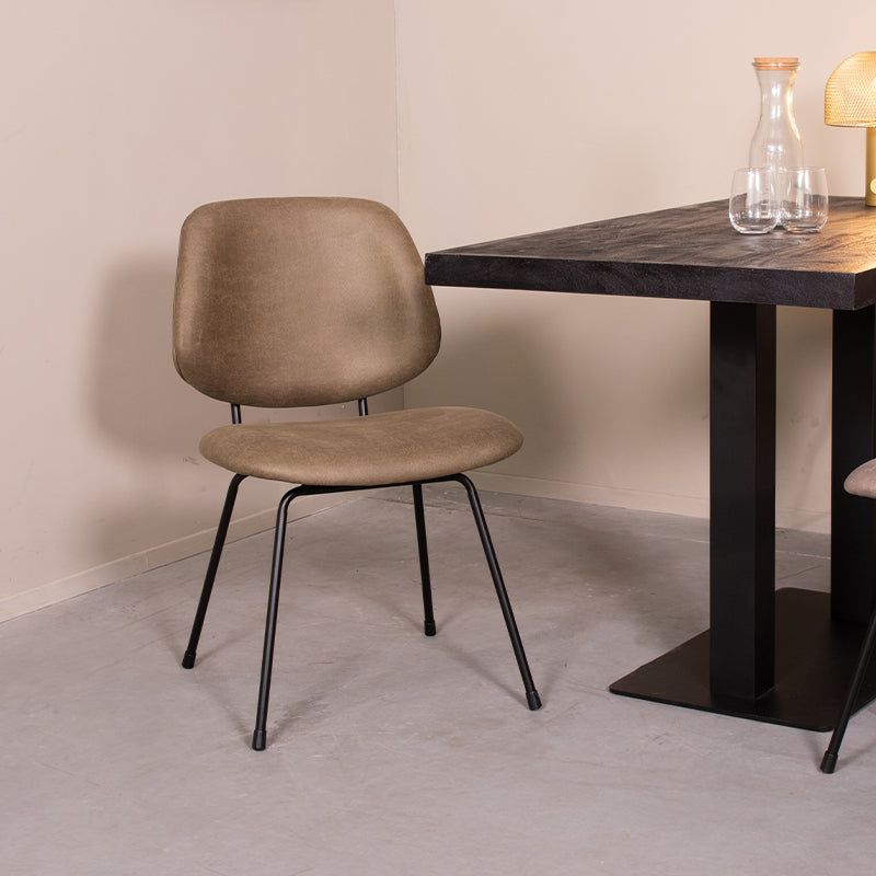 LABEL51 Eetkamerstoelen Bello - Moss - Kunstleder - Zwart Metalen Frame