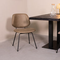 LABEL51 Eetkamerstoelen Bello - Moss - Kunstleder - Zwart Metalen Frame