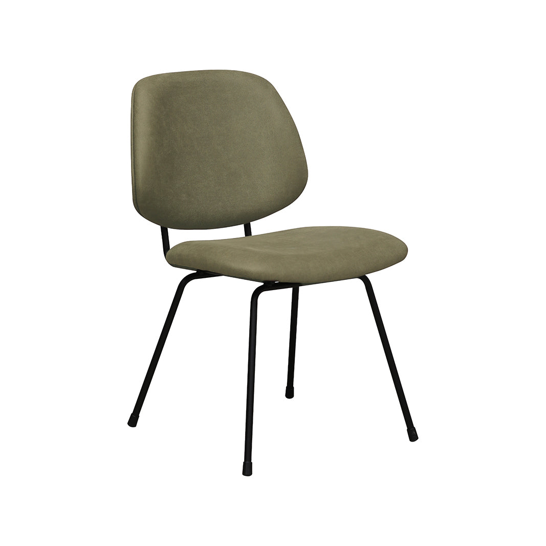 LABEL51 Eetkamerstoelen Bello - Moss - Kunstleder - Zwart Metalen Frame