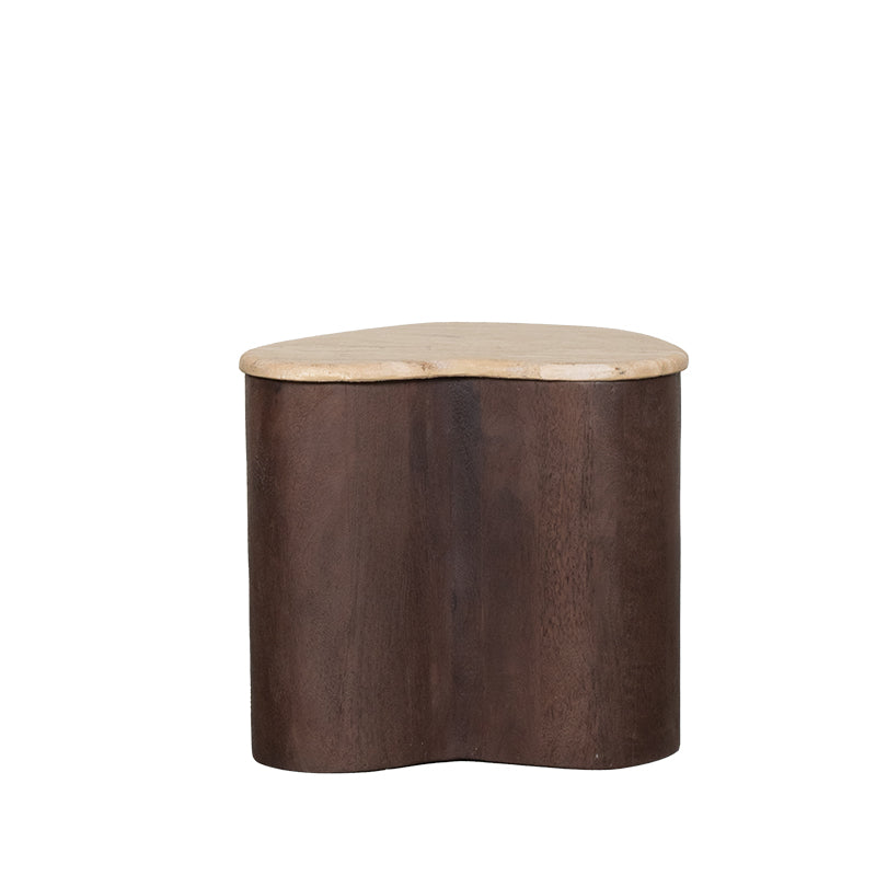LABEL51 Bijzettafels Davi - Espresso - Travertin - 40 cm