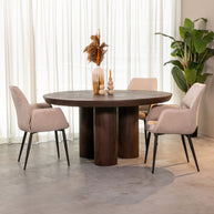 LABEL51 Eetkamertafels Olly - Espresso - Mangohout - 150 cm - Rond
